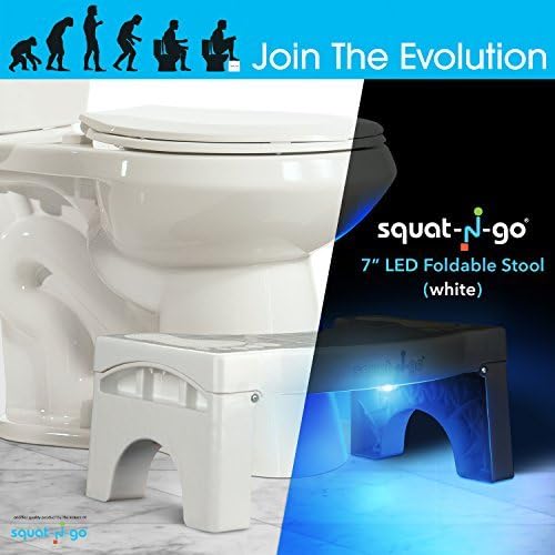 Squat N Go 7” Folding Squatting Stool with World’s First Built-in LED Night Light | Sensor Activated, Space Saving & Great for Travel