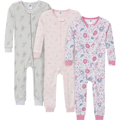 Gerber Baby-Girls 3-Pack Snug Fit Footless One-Piece Cotton Pajamas, Woodland F…