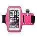 iXCC Racer Series Sport Gym Armband with Scratch-Resistant Dual Arm-Size Slots and Key Pocket for iPhone 6, 6s, 5s, 5, 5c, SE, iPod MP3 Player - Pink