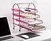 Klickpick Office 4 Tier Heavy Duty Metal Desktop Letter Tray File Organizer Sorter Desk Document Organizer Shelf Tray Magazine Holder Paper File Newspaper Organizer Tray - Pink