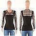 Women's Stylish Hollow Out Henley Top with Long Sleeve Pullover Tee Black S