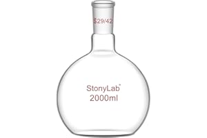 stonylab Heavy Wall Single Neck Borosilicate Glass Flat Bottom Boiling Flask, with 29/42 Standard Taper Outer Joint, 2000ml