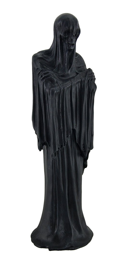 Zeckos Death's Shadow Creepy Grim Reaper Skeleton in Shroud Statue 12 in.