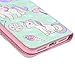 iPhone 7 Case, iPhone 8 Case, iPhone 7 Case Wallet, 3D Design Lovely Unicorn Star Ice Cream Cover Slim ID Card Kickstand Magnetic Flip Bumper PU Leather Waterproof with Pen Dust Plug ZSTVIVA - Green
