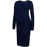 Smallshow Women's Long Sleeve Maternity Dress Ruched Pregnancy Clothes