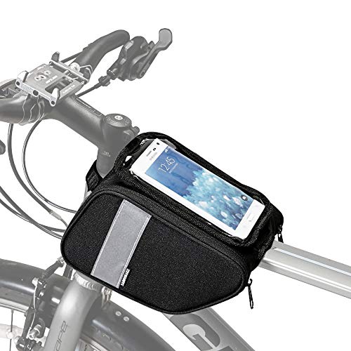 Allnice Bike Frame Bag Top Tube Bags Waterproof Handlebar Bag Front Frame Pannier Packs with Touch Screen Cycling Phone Pouch for Cellphone Below 6.28 in