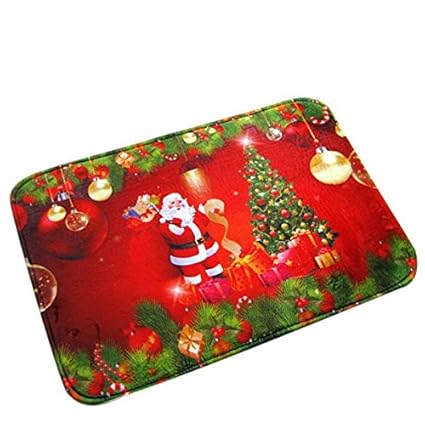 badematte rot Weihnachten HD gedruckt rutschfeste absorbierende wasserdichte Home Decor LuckyGirls (Rot)