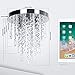 Crystal Chandelier, Kakanuo Modern Crystal Ceiling Light, 3 Lights Flush Mount Crystal Light Fixture H10.4