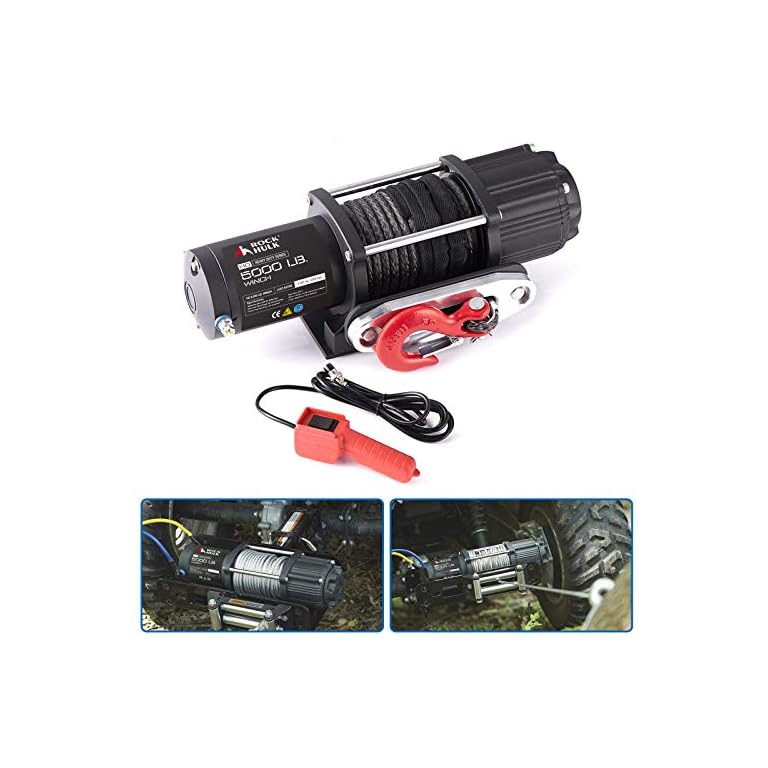 RockHulk Winch 5000 lb Waterproof Winch ATV/UTV Electric Winch Kit