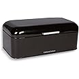 Culinary Couture Extra Large Black Bread Box for Kitchen Countertop - Holds 2 Loaves - 16.5" x 9" x 6.5" - Stainless Steel Vintage Bread Boxes for Kitchen Counters