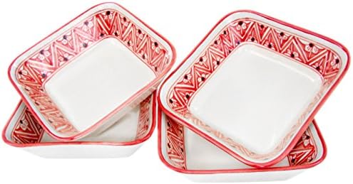 Le Souk Ceramique NJ38 Stoneware Square Pasta/Salad Bowls, Set of 4, Nejma