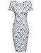 Hotouch Womens Slim Floral Pencil Short Sleeve Wear to Work Business Dresses(Blue,M)