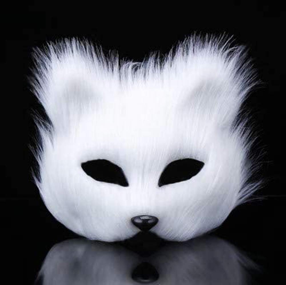 YJZQ Fox Mask Furry Fox Half Face Veil Fancy Dress Eye Mask Fox Costume Accessory Halloween Carnival Cosplay Party Mask Makeup Prop for Adult
