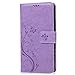 Note 3 Case,Samsung Galaxy Note 3 Case - Mavis's Diary Wallet Embossed Butterflies Flowers Design Folio Flip PU Leather with Stand Magnetic Closure Card Slot Shockproof Soft TPU Inner Cover - Purple