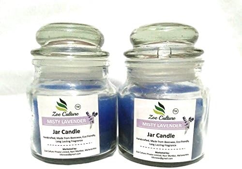 Zoe Culture Misty Set of 2 Highly Scented Jar Candles in Fragrance Misty Lavender | Smokeless | Decorative Lights | Aroma Candle | Aromatherapy | Festival Lights | Gift for Birthday, Parties, Festivals, Puja, Diwali etc.