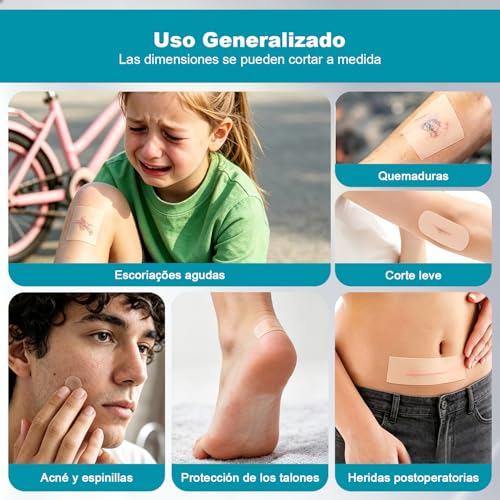 Cinta Hydrocolloid Roll 1.5m x 2PCS, Vendajes de Parches Hidrocoloides 5cm con Autoadhesivo, Ultra Absorbente, Cortable a Medida, Flexible y Impermeable, Kit Esencial de Primeros Auxilios