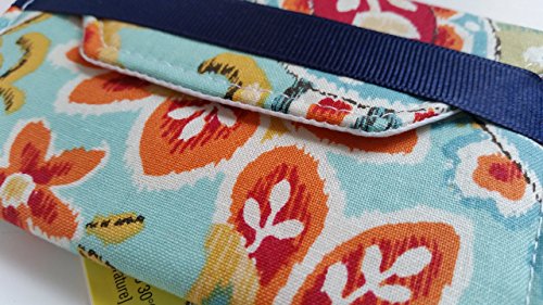 Birth control ribbon case- Discrete pill holder- Orange/red flowers
