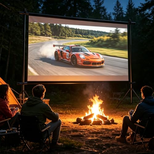 Projektor-Leinwand mit Ständer, 120"(266 x 148 cm) 16:9 4K HD Faltbare Waschbare Beamer Leinwand mit Stativ, 2-in-1 Wandmontage & freistehende Outdoor-Filmleinwand für Heimkino, Hinterhof, Camping