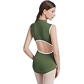 ModLatBal Womens Ballet Dance Leotards Zipper Yoga Gymnastics Bodysuit