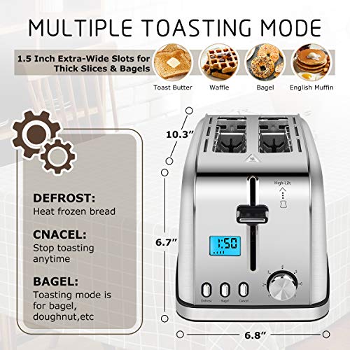 Toaster 2 Slice Toaster Best Rated Prime Toasters LCD Dispaly Stainless