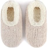 Snoozies Teddy Bear Faux Fur House Slippers for Women with Memory Foam Insole, Sherpa-Lined Slipper Socks Non-Skid