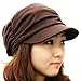 LOCOMO Women Girl Fashion Design Drape Layers Beanie Rib Hat Brim Visor Cap FFH010BRN Brown