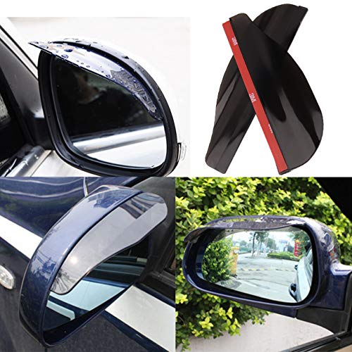 FEBRYTOLD 2 Pcs Smoked Black Mirror Rain Visor Smoke Guard, Rear View