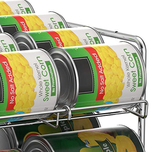 Can Organizer Stackable Can Storage Dispenser Rack 3 Tier Holds up 36 Cans Rotates First in First Out for Kitchen Cabinet or Pantry, Chrome Finish