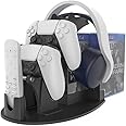 EJGAME Dual Game Controller & Headphone & Media Remote & Game Disc Stand Holder Compatible with PS5,/PS4/Xbox ONE/Series X/Switch,Stay Organized(Black)