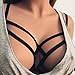 Sikye Bandage Women Harness Elastic Cupless Cage Bra Hollow Out Strappy Crop Top (S)