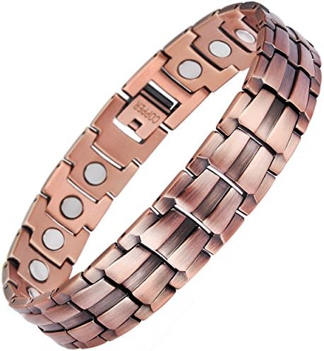 VITEROU Mens Magnetic Pure Solid Copper Therapy Bracelet with Healing Magnets for Arthritis,3500 Gauss