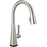 Delta Lenta Touchless Kitchen Faucet with Touch Technology, Brushed Nickel Kitchen Sink Faucet with Pull Down Sprayer, Single Hole, SpotShield 19802TLZ-SP-DST