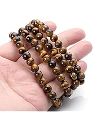 Jovivi - Collar tibetano con cuentas de ojo de tigre natural, 0.236 in, 0.315 in, 108 cuentas de oración