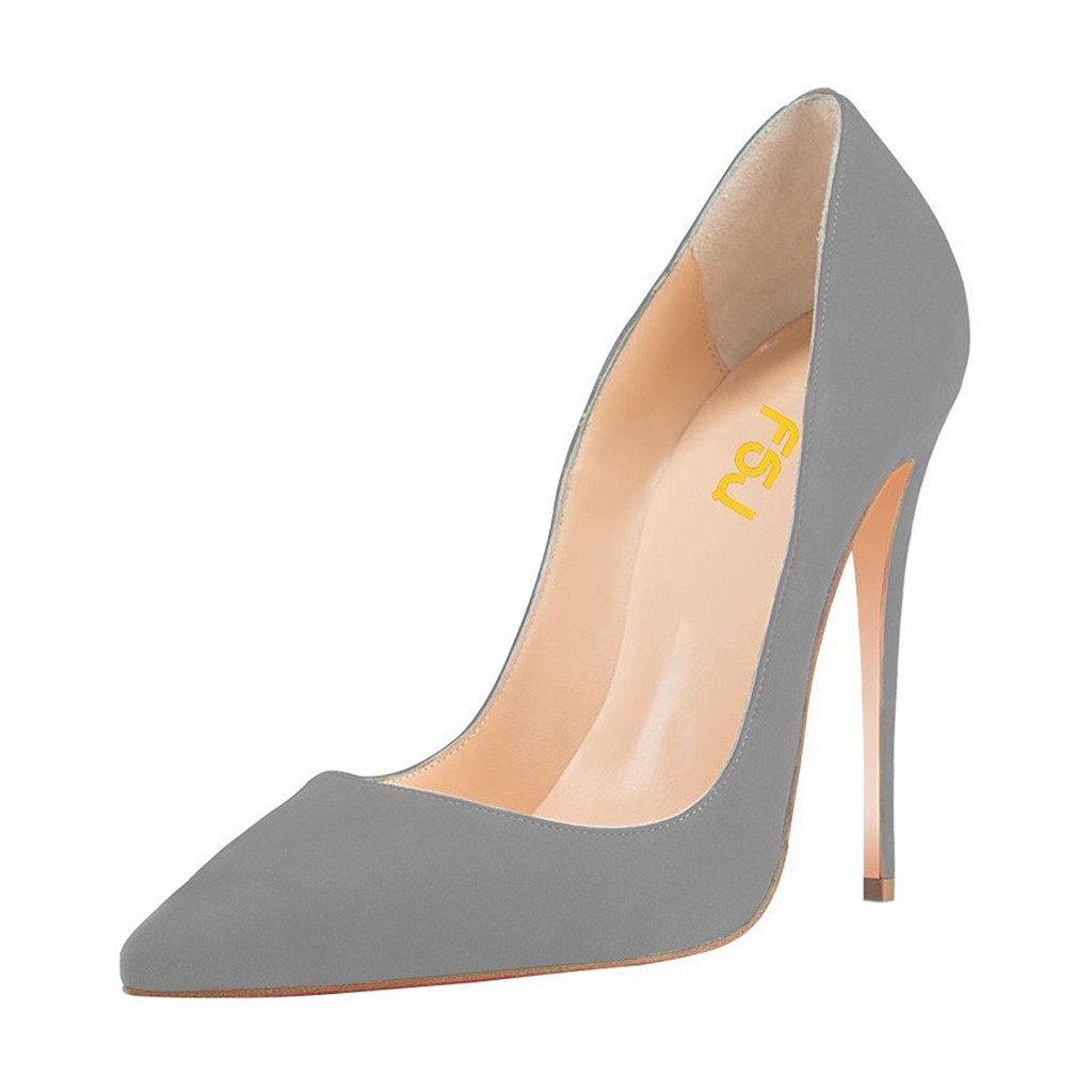 FSJ Women Sexy Suede Pointed Toe Pumps 12 cm High Heels Stilettos Prom Daily Classic Shoes Size 4-15 US