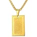 Islamic Quran Inscription Square Pendant 18K Stamp Gold Plated Chain Muslim Jewelry Allah Necklace