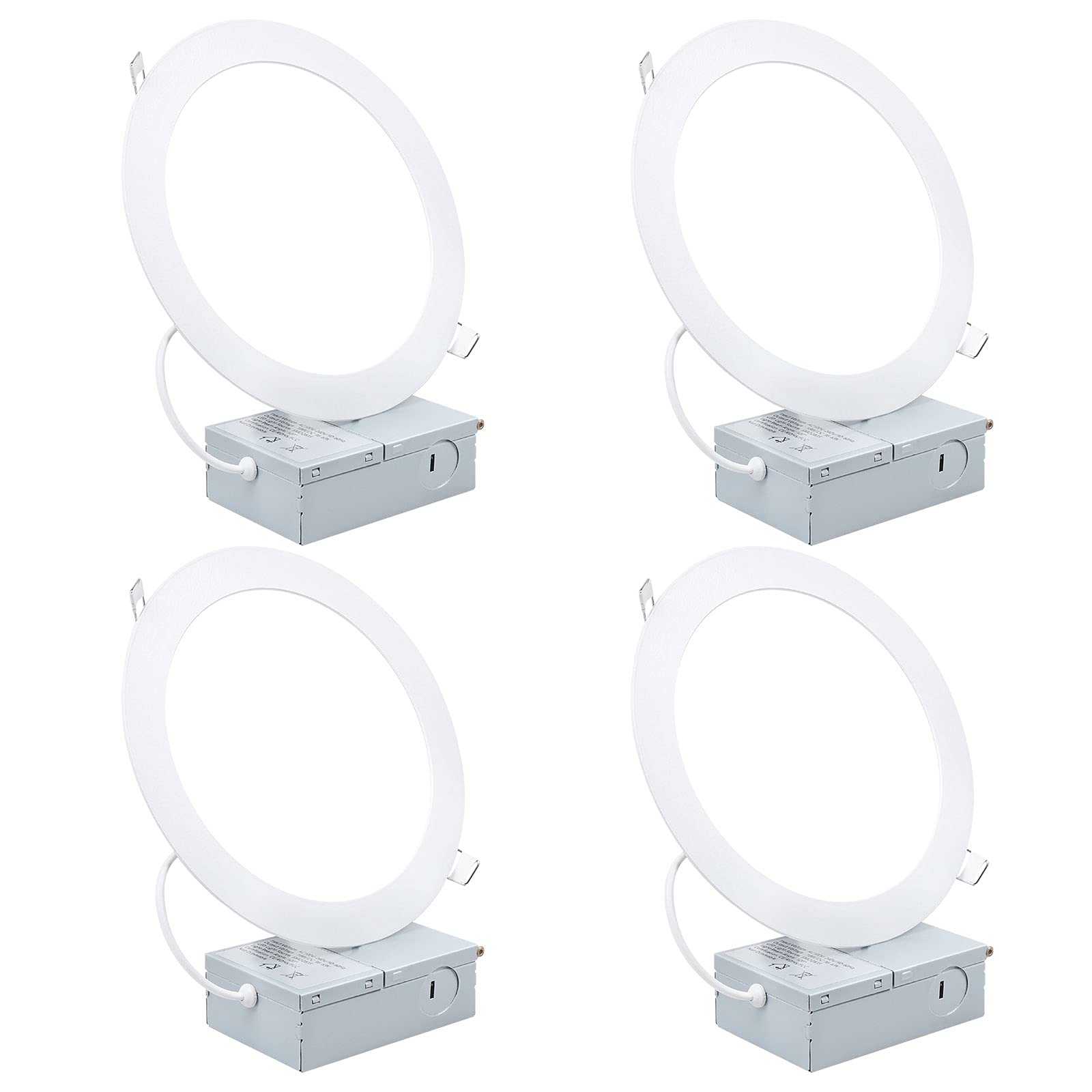 Photo 1 of Esbaybulbs 7 Inch Ultra-Thin LED Recessed Ceiling Light with Junction Box, 6000K Cool Light 18W LED Panel Light Can Light Downlight 1500LM High Brightness Easy Installation 4 Pack