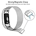 POY Metal Replacement Bands Compatible for Fitbit Charge 2, Milanese Loop Stainless Steel Bracelet Smart Watch Strap with Unique Magnet Lock, Small Silver