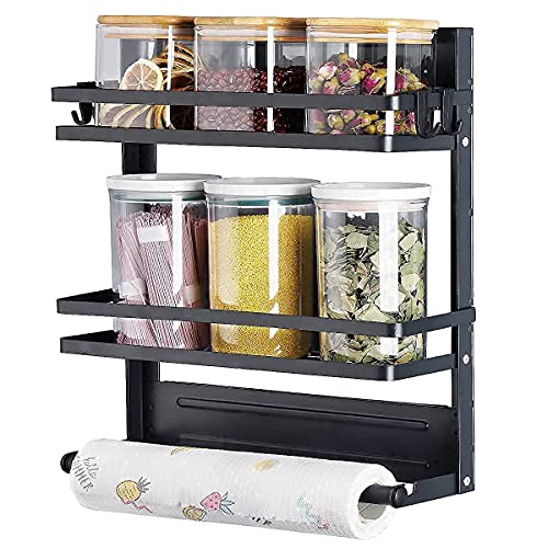 PINNIYOU Spice Rack with Paper Towel Holder, Shelf