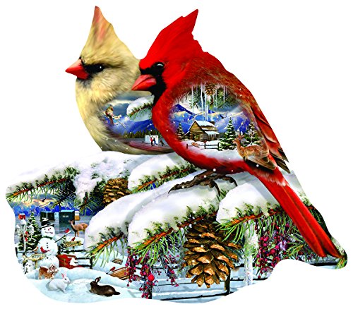 Winter Cardinals Shaped 800 Pc Jigsaw Puzzle by SunsOut