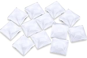 Efivs Arts 12pcs Square Transparent Glass Cabochons Flat Back Clear Glass Dome Tile Cabochon 40mm/1.57 Inch for Photo Pendant Trays DIY Crafts Making Decor Souvenir Gift Refrigerator Magnets