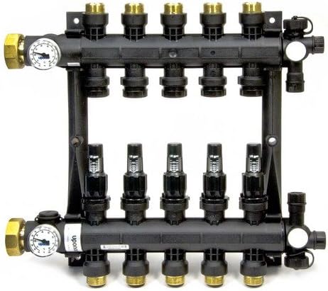 5-Loop EP Radiant Heat Manifold Assembly w/ Flow Meters