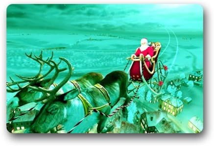 Door Mat Santa's Flight Christmas Durable Heat-23.6"(L)x15.7"(W) 3/16" Doormat