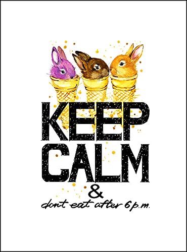 Art Canvas - Keep Calm – 3 Bunnies, Rabbit Ice Cream Cone White Canvas A3