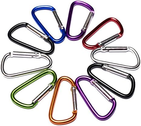 1.7"/4.4cm 24 Pack Small Lightweight Aluminum D Shape Carabiner Clips for Keychains, Backpacks, Kids, RV, Camping, Fishing, Travel, Home, Organization, Hobby