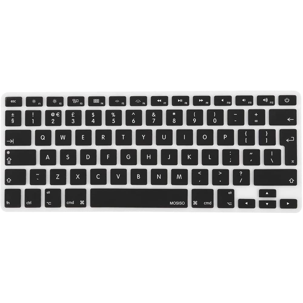 PANYTOW EU/UK Keyboard Cover Compatible with MacBook Air 13 inch A1466 A1369 2010-2017&Compatible with MacBook Pro 13/15 inch (with/Without Retina Display, 2015 or Older Version), Black