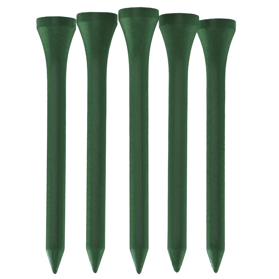 TH Golf Bamboo Golf Tees 70mm | Pack of 50 & 100 | Multiple Colour Options | Premium Eco Friendly Sustainable Durable Bamboo Golf Tees (Pack of 100, Dark Green)