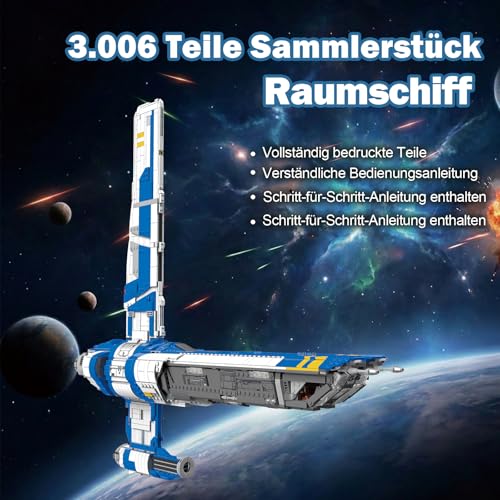 Xenobild Space Wars Spaceship Building Blocks Set for Adults Men | 3006 pieces, rotating back fin, aeroplane model, gift collection, BWR101