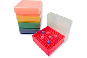 ExtraGene™ 81 Place Plastic Freezer Storage Box (Cryogenic Rack holder) for Microcenrifuge tubes 1.5/2 ml and Cryovials Assorted Color 5/Pack