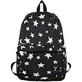 HOKMAH Y2K Backpack Women Men, Cute Daypack Grunge Stars Vintage Chic Trendy Design Bookbag Backpack Daily Use Hiking Trip (black)