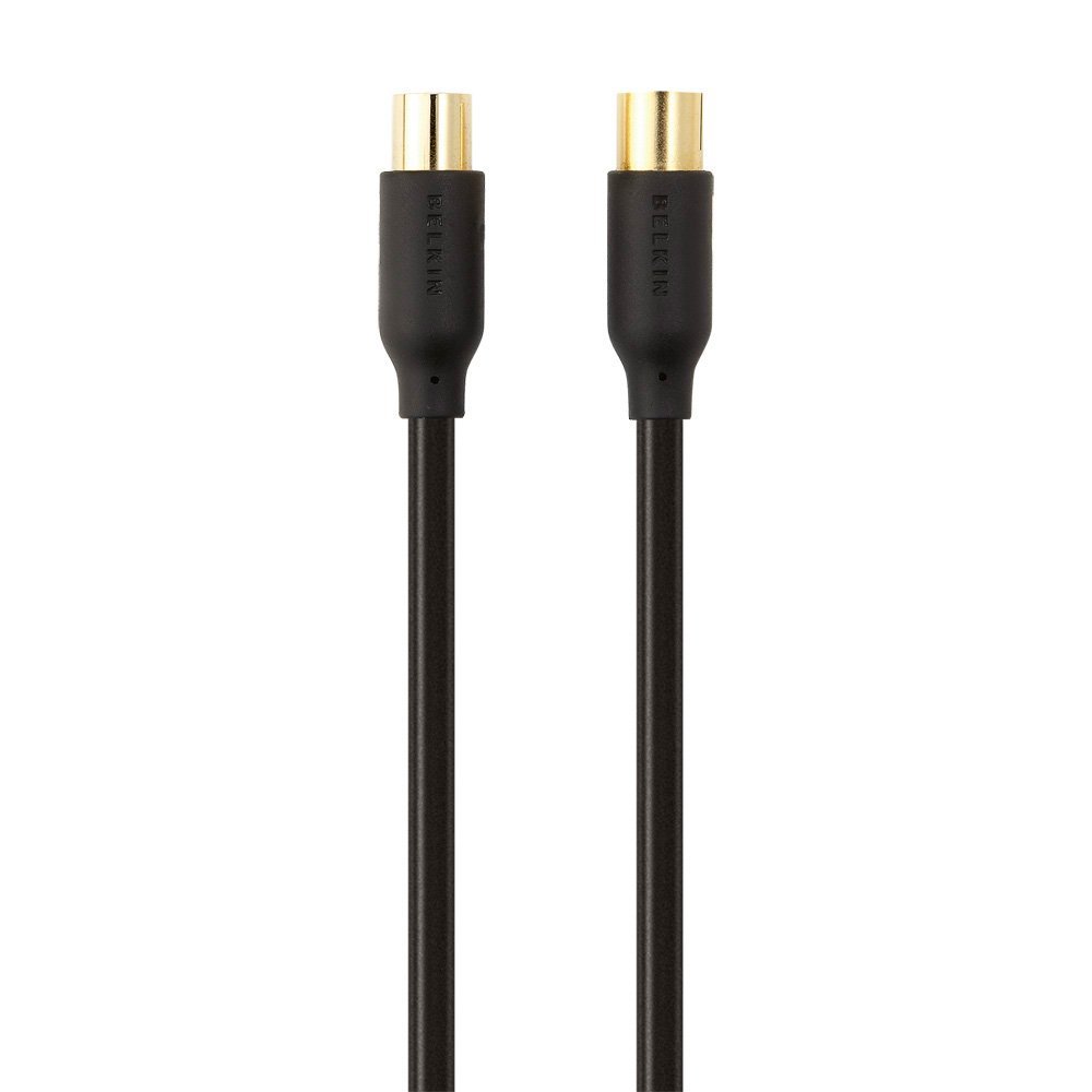 Belkin – TV Coaxial Aerial Cable Right Angle 90 dB with Gold-Plated Contacts 5 m, M/F – Black